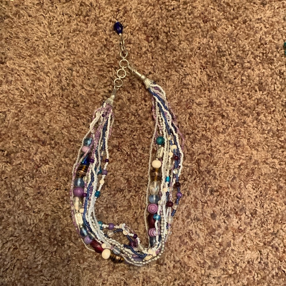 Vintage multistrand multicolor beaded necklace.